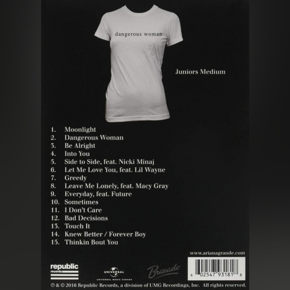 Ariana Grande Limited Edition White T-Shirt with "Dangerous Woman" Text - Picture 5 of 5